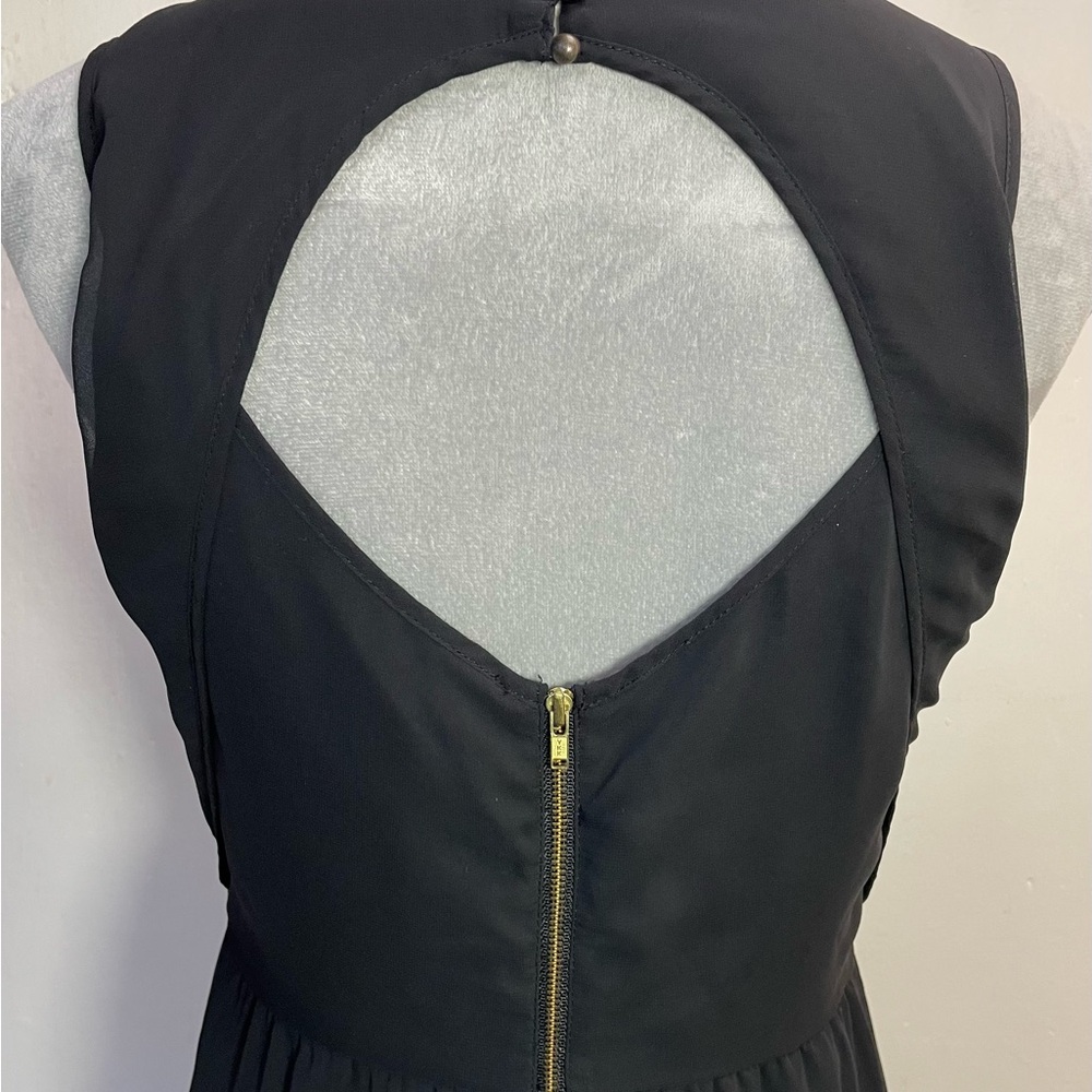 #0156 The Limited Black Sheer Overlay Open Back High-Low Dress-4 - Picture 7 of 12